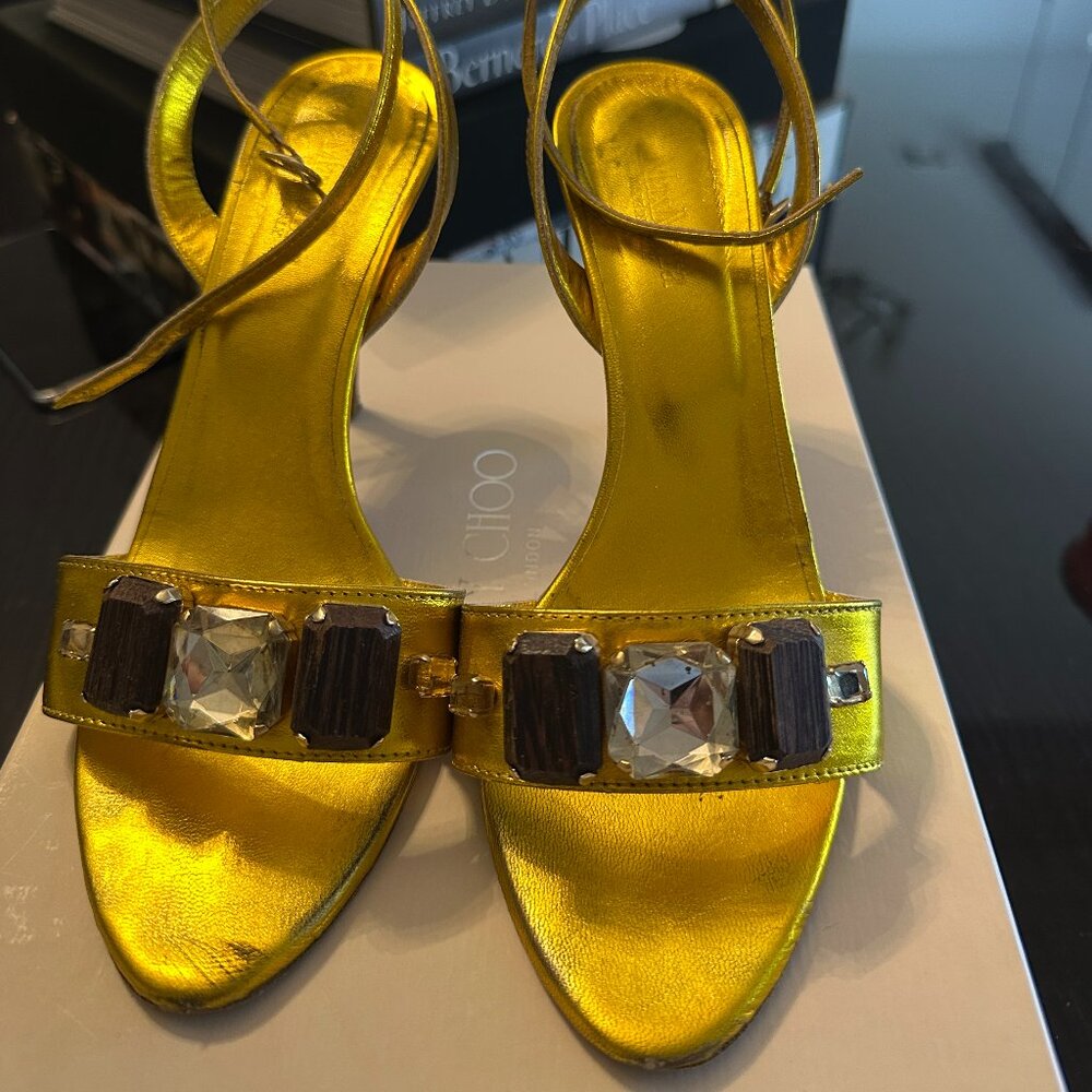 Max Mara Sandals Royal Core Vintage Gold Leather Strappy Heels